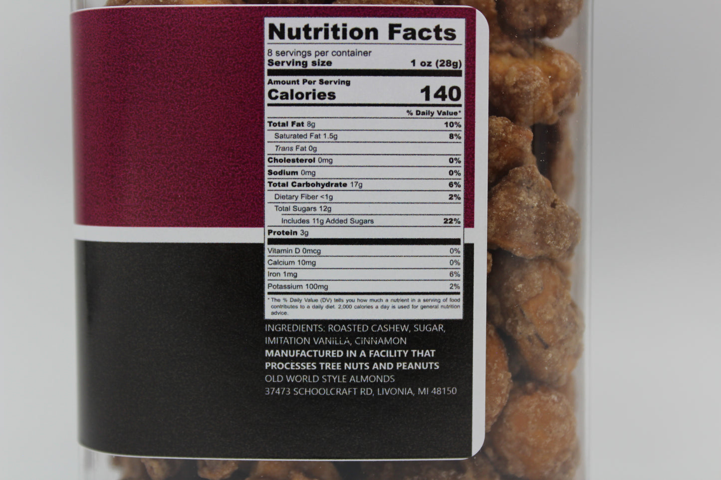 8 oz. Jar - Cinnamon Roasted Cashews