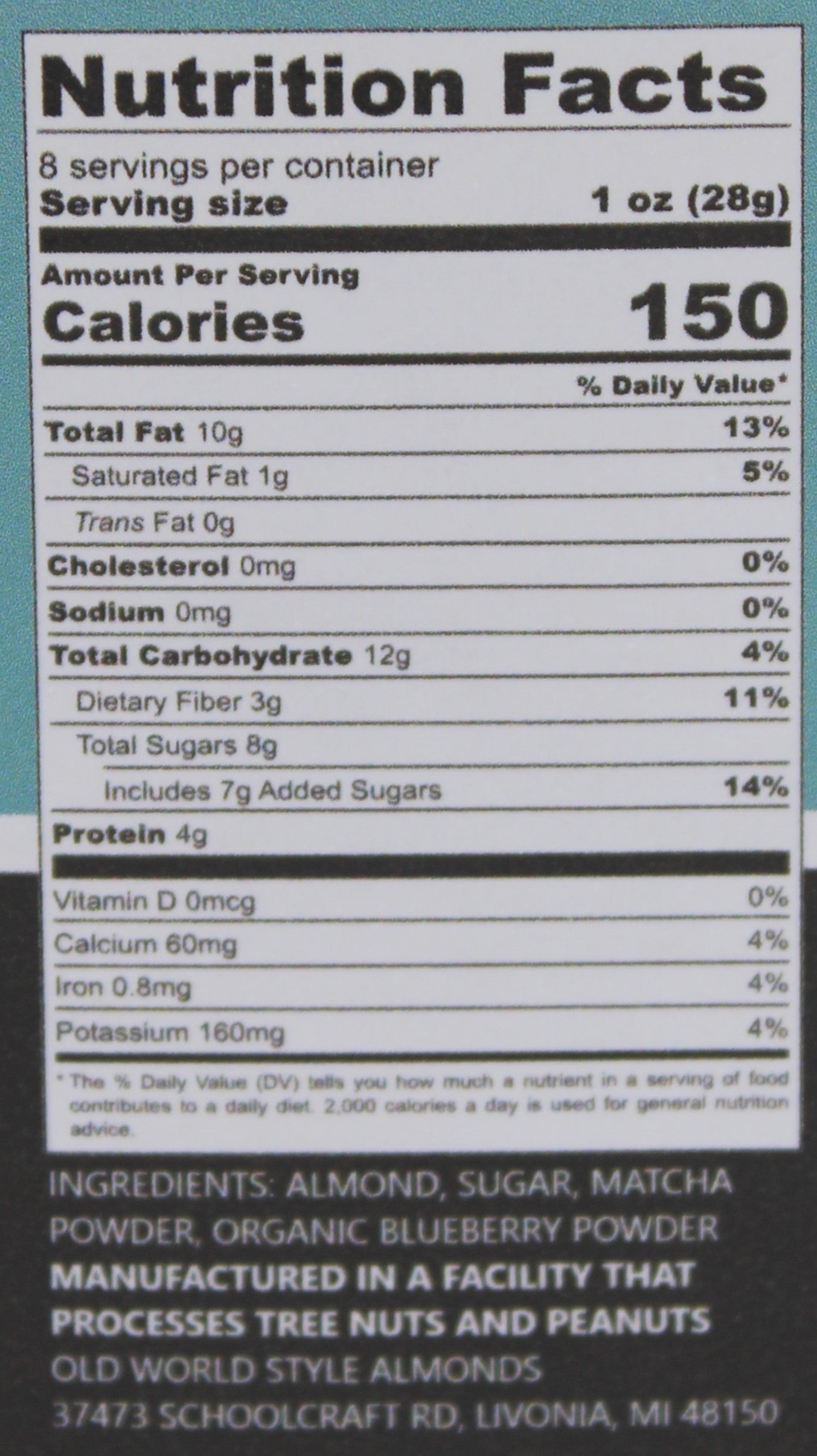 8 oz. Jar - Blueberry Matcha Almonds