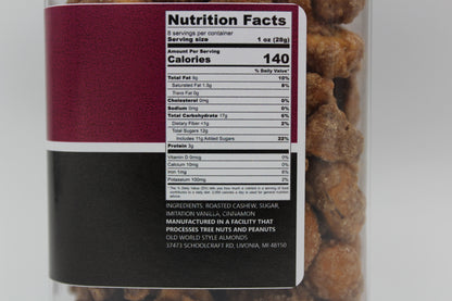 8 oz. Jar - Cinnamon Roasted Cashews