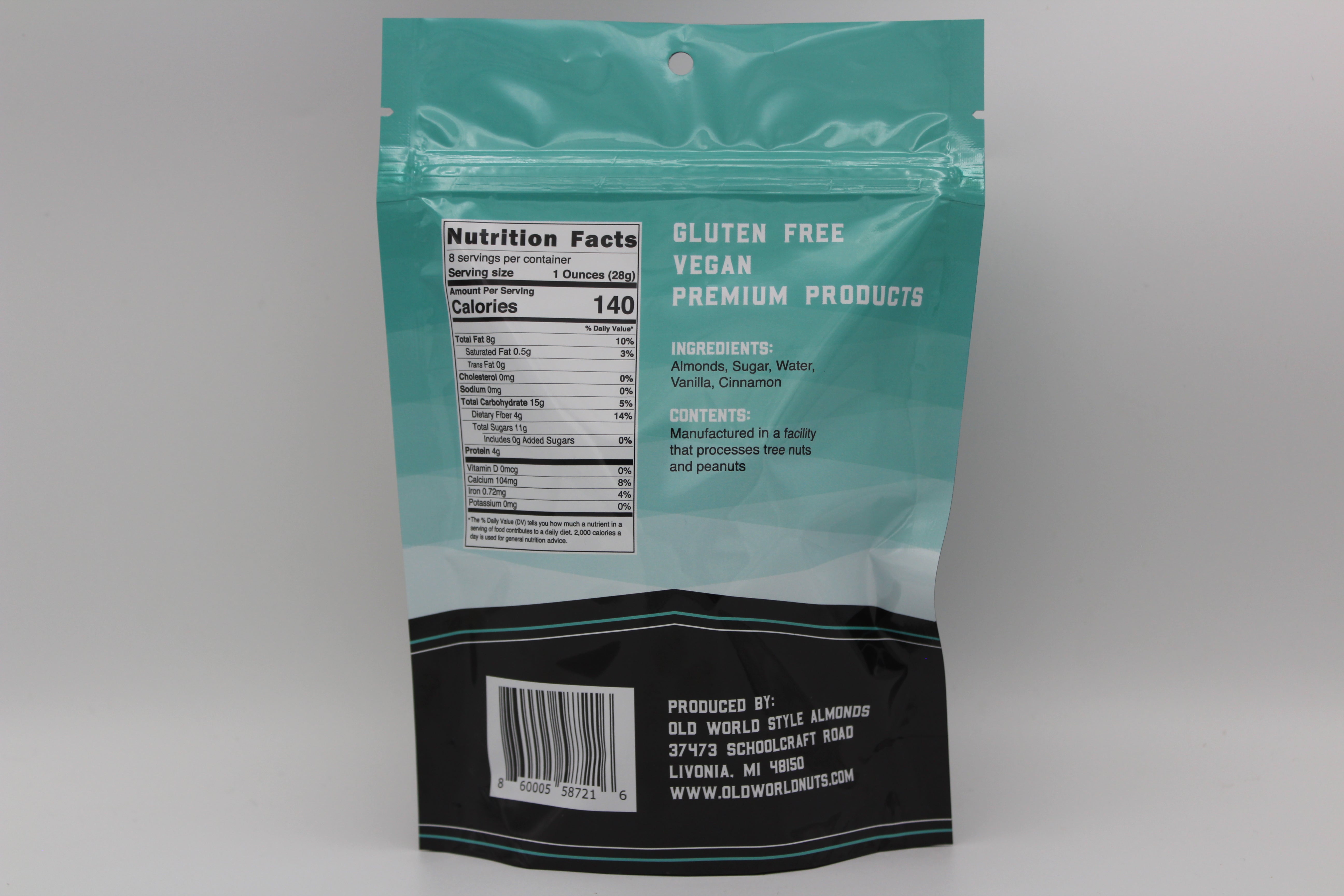 8 oz. Pouch - Cinnamon Roasted Almonds – Old World Gourmet Nuts