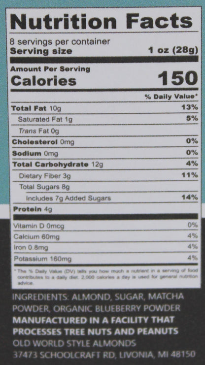 8 oz. Jar - Blueberry Matcha Almonds