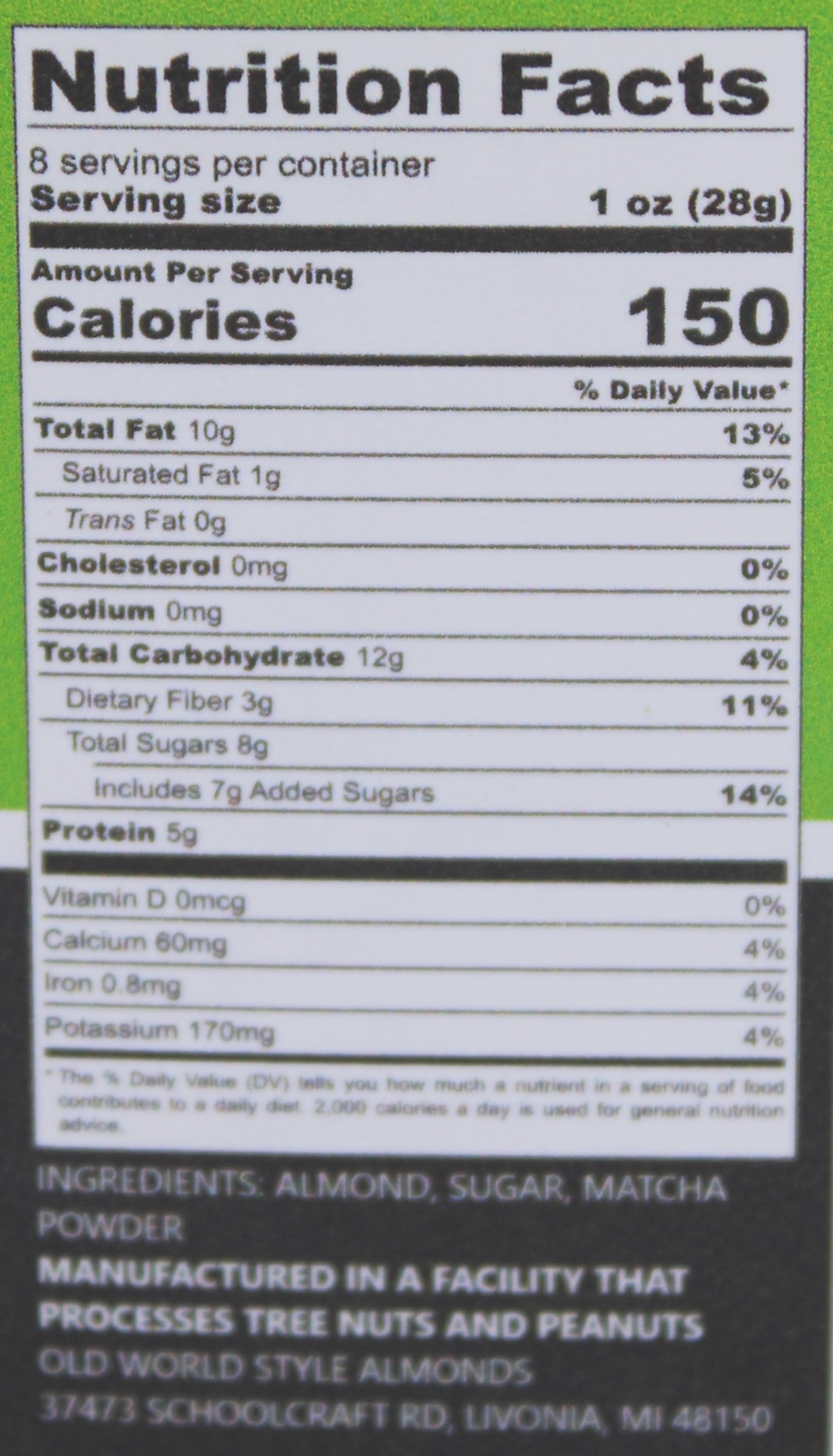 8 oz. Jar - Matcha Almonds