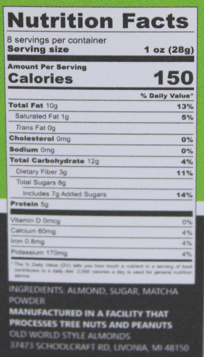 8 oz. Jar - Matcha Almonds